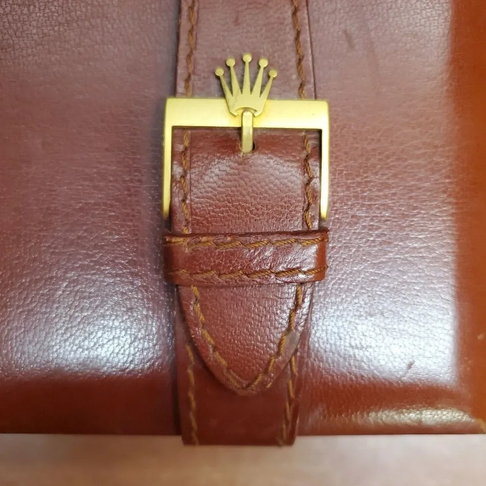 Vintage Rolex Presidential Day-Date Empty Leather Wood Watch Box Case 56.00.2